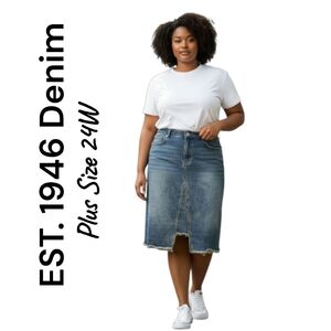 EST. 1946 Denim | Women's Classic Denim Midi Skirt | Blue | Plus Size 24W